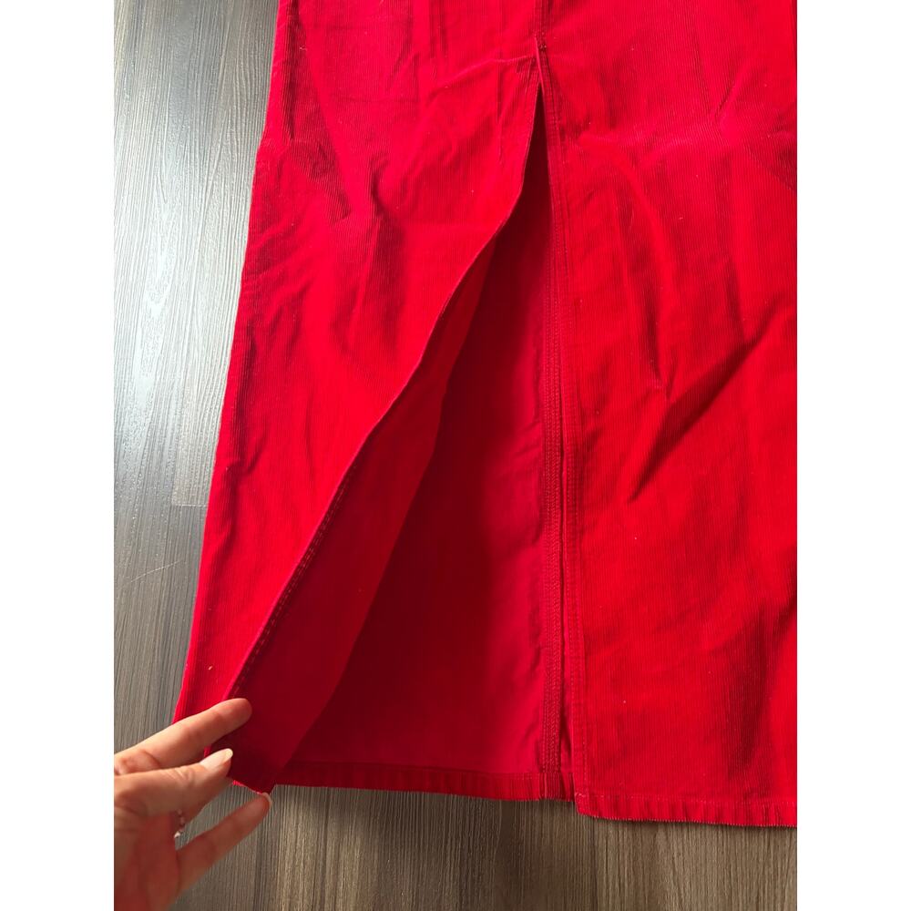 Tommy Hilfiger Fine wale red corduroy skirt sz 11 A-line maxi length modest - Picture 7 of 7